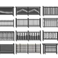 Modern Fence Design Collection With Various Decorative Metal Patterns And Styles 3d model