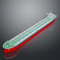 Large Cargo Ship With Red Hull And Green Decks 3d model