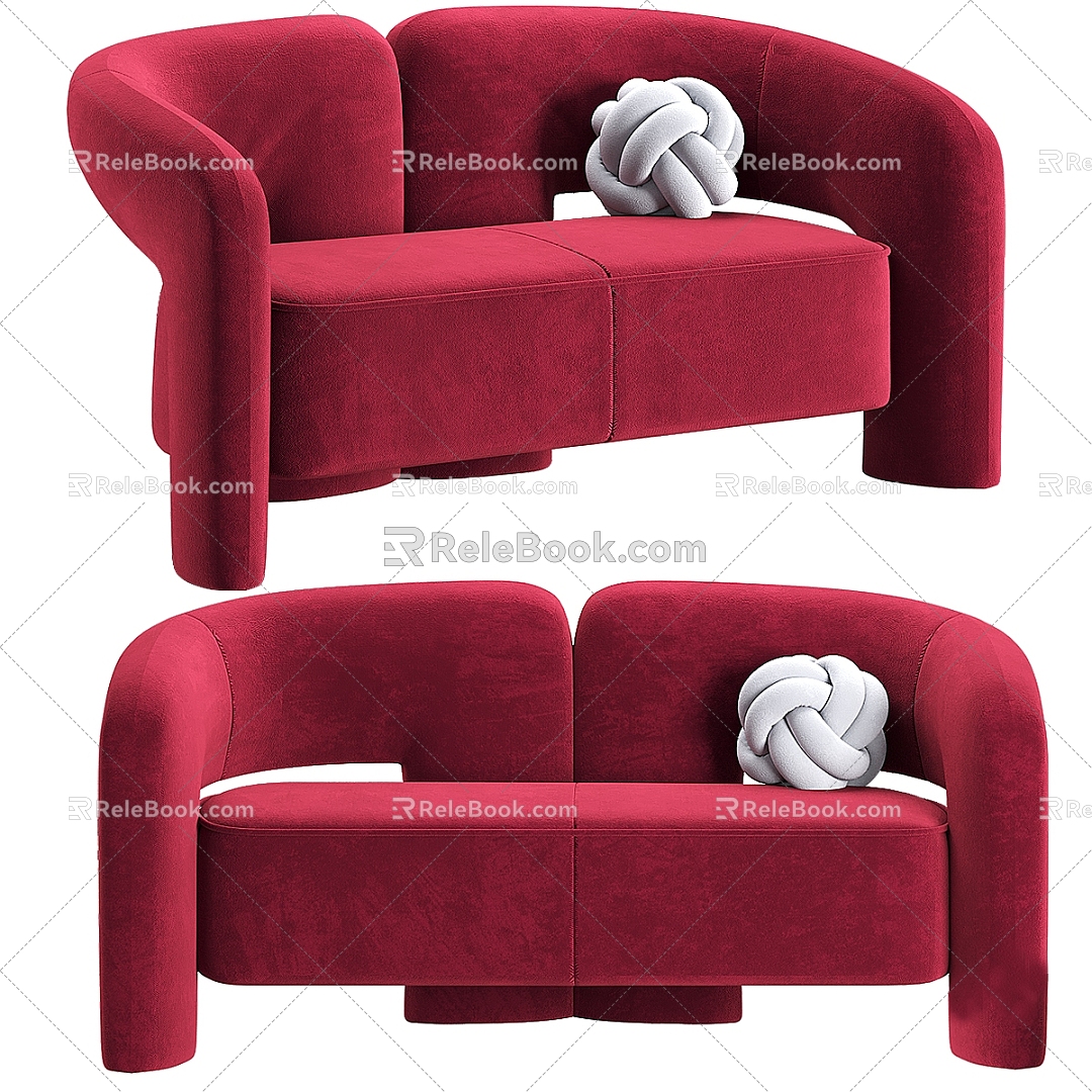 Nordic Simple Double Sofa Sofa Simple Double Sofa Casual Sofa 3d model