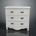 White Classic Wooden Chest of Drawers With Carved Details And Metal Handles