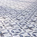 Patterned Tile Floor With Circular Star Shaped Designs And White Blue Color Tones 3d model
