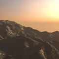 Scenic Mountain Landscape With Lush Greenery Sunset Sky And Rolling Hills