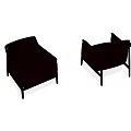 Two Black Single Sofas With Minimalist Design Armrests Backrests And Black Legs 3d model