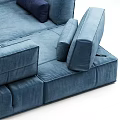 Blue Sectional Multi Person Sofa With Modular Design And Comfortable Cushions 3d model
