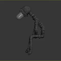 Industrial Style Metal Pipe Humanoid Sculpture With Helmet Head And Sitting Posture