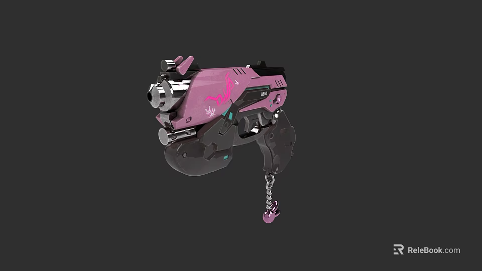 Pink Futuristic Weapon with Modern Mechanical Details and Sleek Sci Fi Design Elements 3d model 