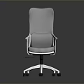 High Back Mesh Office Chair With White Base Swivel Design And Armrests