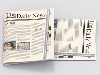 The Daily News Open Newspaper with Articles Photos and Layout Design 3d model