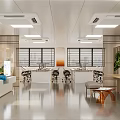 Modern Public Office Space With Open Layout Desks Chairs Green Plants And Natural Lighting