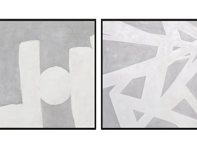 Abstract Geometric Art Paintings With Gray And White Color For Wall Decor 3d model