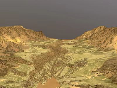 Garden Landscape Design With Winding Path River Valley And Lush Green Vegetation 3d model