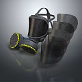 Essential Firefighting Equipment Including Gas Mask and Knee Pads with Reflective Yellow Stripes