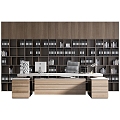 Modern office desk and chair bookcase 3d model