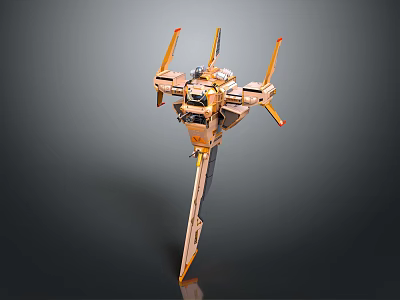 Golden Mechanical Model With Extended Arms And Long Rod Base Design 3d model