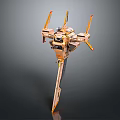 Golden Mechanical Model With Extended Arms And Long Rod Base Design 3d model