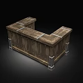 Wooden L Shaped Storage Furniture With Metal Straps And Sturdy Structure