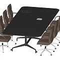 Modern White Conference Table With Gray Office Chairs Desktop Device And Notebook 3d model