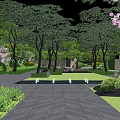 Residential Entrance Gate Design with High Rise Buildings Green Spaces and Central Courtyard