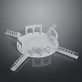 White Detailed Circular Decorative Structure With Arches And Railings Design