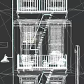 Pastel Apartment Building Exterior With Fire Escape Ladder West Street Sign And Balcony Potted Plants