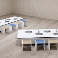 Modern wind kindergarten science room exploration room table and chair combination 3d model