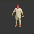 Man Wearing White T Shirt Light Blue Jeans and Red Shoes on Gray Reflective Floor