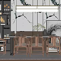 New Chinese Dining Table and Chair Combination 3d model