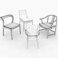 Stylish Four Different Design Modern Wooden Accent Chairs With Black Cushions