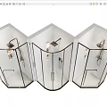 Modern Transparent Glass Shower Enclosures With Shower Heads And Control Panels
