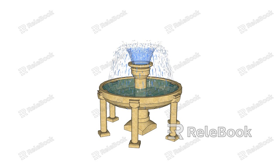 Modern Fountain View Entrance Villa Courtyard Fountain Bridge Chair Playground model