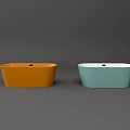 Modern Oval Shaped Orange and Teal Bathtubs with Sleek Contemporary Design
