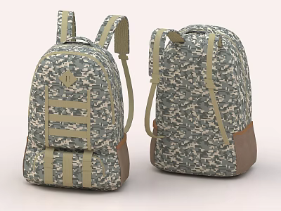Camouflage Pattern Backpack Front And Back Views 3d model