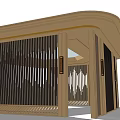 Modern Wooden Pergola Featuring Hexagonal Top Circular Opening And Lattice Panels