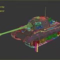 Vintage Military Tank With Long Cannon Tracks And Shells On Side