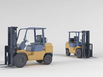Two Yellow Blue Industrial Forklift Trucks For Heavy Duty Warehouse Operations 3d model