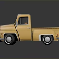 Vintage Yellow Truck Low Poly 3D Model with Classic Design and Retro Look
