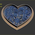Heart Shaped Wooden Ornament Decor Set With Intricate Floral And Spiral Patterns