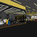 4S Car Shop Showroom With Various Cars Service Tools And Maintenance Equipment