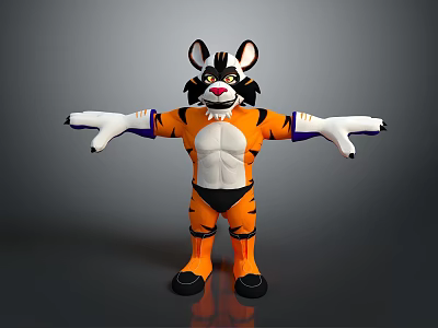 Modern game character tiger cartoon tiger anime tiger 3d model