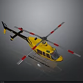 Yellow Helicopter With Red White Stripes For Space Mission On Black Background