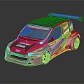 Red Modified Race Car With VALBECOURT RENNTECH Logos Rear Spoiler Sporty Design