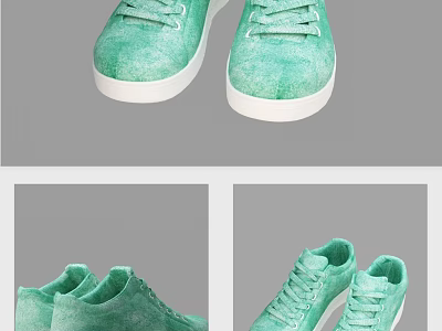Green Casual Shoes With White Soles And Lace Up Design For Daily Fashion Wear 3d model