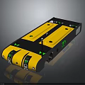Yellow And Black Transport Robot With Green Indicator Lights On Platform