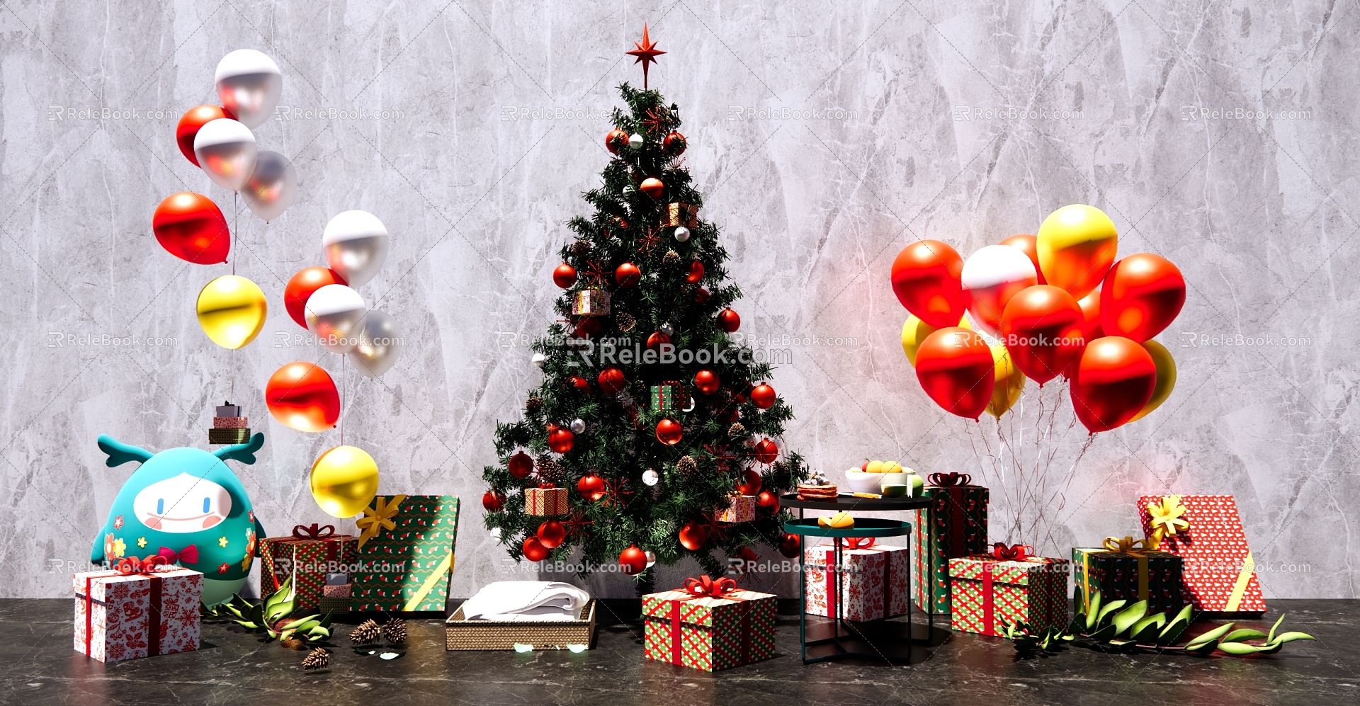 Modern Beauty Chen Ornaments Christmas Tree Gift Christmas Ornaments Balloons Christmas Atmosphere Commercial Beauty Chen 3d model