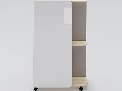 Modern Storage Cabinet with Wooden Shelves Fabric Panels and Mobile Wheels Design 3d model