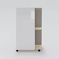 Modern Storage Cabinet with Wooden Shelves Fabric Panels and Mobile Wheels Design