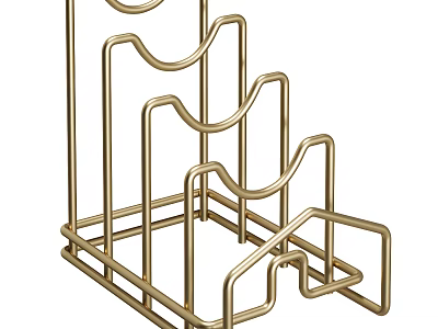 Gold Metal Kitchen Storage Rack With Multi Tier Design For Countertop Use 3d model