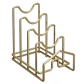 Gold Metal Kitchen Storage Rack With Multi Tier Design For Countertop Use