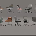 Modern Office Chairs With Multiple Styles And Different Colors For Workspace Use 3d model