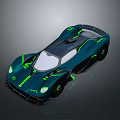 Sleek Dark Teal Sports Car With Neon Green Accents Transparent Roof And Aerodynamic Body Design